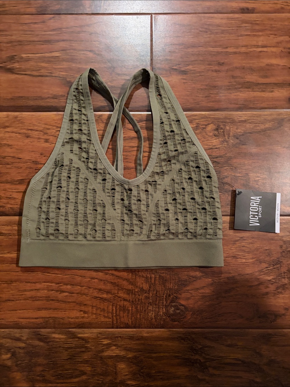 Victoria Sport Olive Green Racerback Cutout Sports Bra